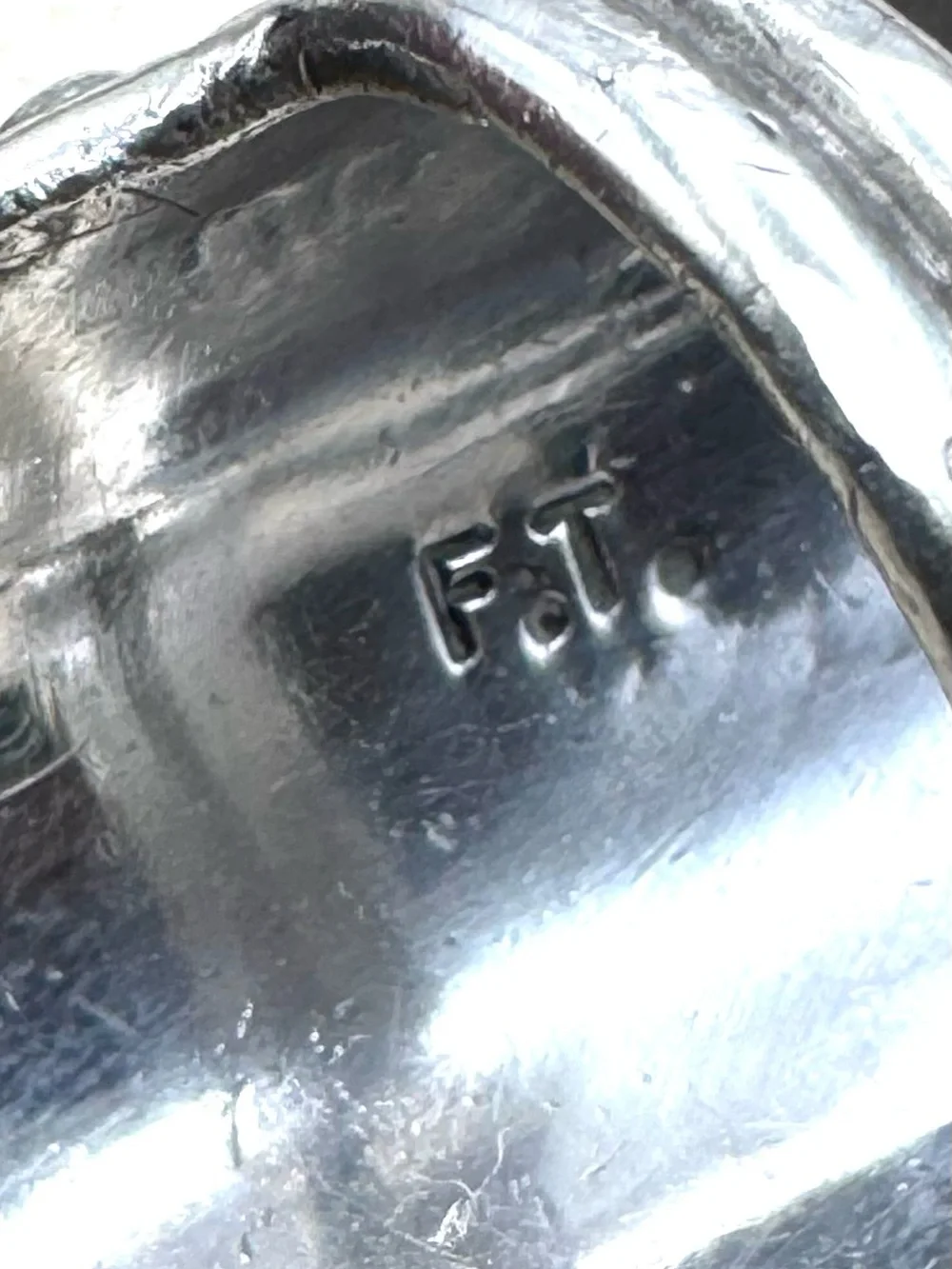 Vintage F.T. Signed Navajo Native American Sterling Silver Turquoise Ring 9
